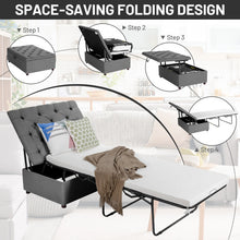 Load image into Gallery viewer, Folding Ottoman Sleeper Bed with Mattress for Guest Bed and Office Nap-Gray