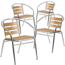 Load image into Gallery viewer, 4 Pk. Aluminum Commercial Stack Chair with Triple Slat Faux Teak Back