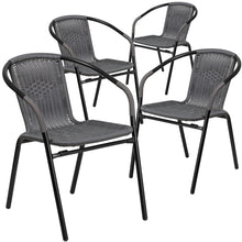 Load image into Gallery viewer, 4 Pk. Gray Rattan Indoor-Outdoor Restaurant Stack Chair