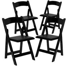 Load image into Gallery viewer, 4 Pk. HERCULES Series Black Wood Folding Chair with Vinyl Padded Seat
