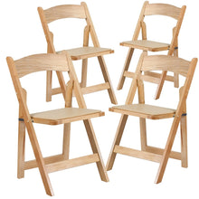 Load image into Gallery viewer, 4 Pk. HERCULES Series Natural Wood Folding Chair with Vinyl Padded Seat