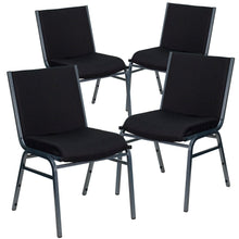 Load image into Gallery viewer, 4 Pk. Heavy Duty, 3'' Thickly Padded, Black Patterned Upholstered Stack Chair