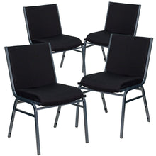 Load image into Gallery viewer, 4 Pk. Heavy Duty, 3'' Thickly Padded, Black Patterned Upholstered Stack Chair