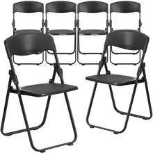 Load image into Gallery viewer, 6 Pk. 880 lb. Capacity Black Plastic Folding Chair with Ganging Brackets