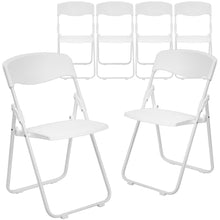 Load image into Gallery viewer, 6 Pk. 880 lb. Capacity White Plastic Folding Chair with Ganging Brackets