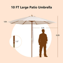 Load image into Gallery viewer, 10 Feet Patio Umbrella with 8 Wooden Ribs and 3 Adjustable Heights-Beige