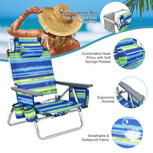 Load image into Gallery viewer, 2 Pack 5-Position Outdoor Folding Backpack Beach Table Chair Reclining Chair Set-Blue