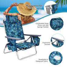 Load image into Gallery viewer, 2 Pack 5-Position Outdoor Folding Backpack Beach Table Chair Reclining Chair Set-Pewter