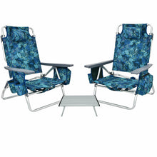 Load image into Gallery viewer, 2 Pack 5-Position Outdoor Folding Backpack Beach Table Chair Reclining Chair Set-Pewter