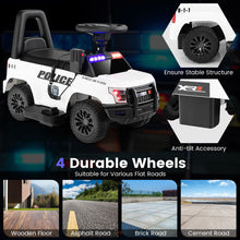 Load image into Gallery viewer, 6V Kids Ride On Police Car with Real Megaphone and Siren Flashing Lights-White