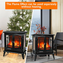 Load image into Gallery viewer, 25 Inch Freestanding Electric Fireplace Heater with Realistic Flame effect-Black
