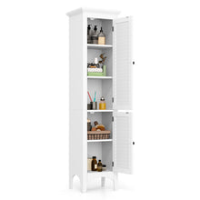 Load image into Gallery viewer, Tall Bathroom Floor Cabinet with Shutter Doors and Adjustable Shelf-White