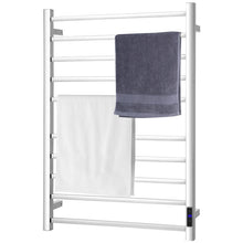 Load image into Gallery viewer, 10 Bar Towel Warmer Wall Mounted Electric Heated Towel Rack with Built-in Timer-Silver