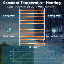 Load image into Gallery viewer, 10 Bar Towel Warmer Wall Mounted Electric Heated Towel Rack with Built-in Timer-Silver