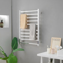 Load image into Gallery viewer, 10 Bar Towel Warmer Wall Mounted Electric Heated Towel Rack with Built-in Timer-Silver