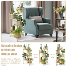 Load image into Gallery viewer, 6-Tier Metal Plant Stand with Folding Rotatable Frame for Balcony Garden-Golden