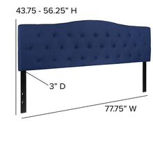 Load image into Gallery viewer, Tufted Upholstered King Size Headboard in Navy Fabric