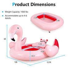 Load image into Gallery viewer, 6 People Inflatable Flamingo Floating Island with 6 Cup Holders for Pool and River