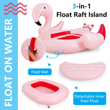 Load image into Gallery viewer, 6 People Inflatable Flamingo Floating Island with 6 Cup Holders for Pool and River