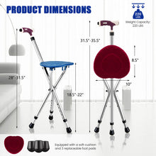 Load image into Gallery viewer, Lightweight Adjustable Folding Cane Seat with Light-Blue