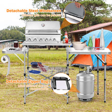Load image into Gallery viewer, Foldable Outdoor BBQ Portable Grilling Table With Windscreen Bag