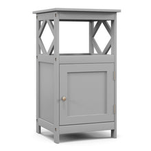 Load image into Gallery viewer, Bathroom Floor Cabinet Side Storage Organizer with Open Shelf and Single Door-Gray