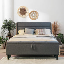 Load image into Gallery viewer, Full Upholstered Platform Bed Frame with Storage Ottoman Slats Support