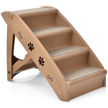 Load image into Gallery viewer, 4 Steps Folding Pet Stairs with Safe Side Rail-Coffee
