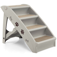 Load image into Gallery viewer, 4 Steps Folding Pet Stairs with Safe Side Rail-Gray