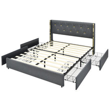 Load image into Gallery viewer, Full/Queen Size Upholstered Bed Frame with 4 Storage Drawers-Full Size