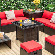 Load image into Gallery viewer, 32 Inch Square Propane Fire Pit Table with Lava Rocks Cover-Brown