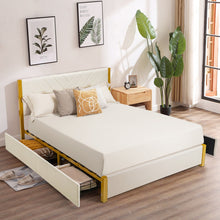 Load image into Gallery viewer, Full Size/Queen Size Upholstered Bed Frame with Adjustable Headboard and 4 Drawers-Full Size