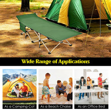 Load image into Gallery viewer, Wide Foldable Camping Cot with Carry Bag-Green