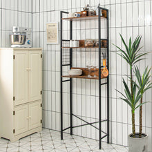 Load image into Gallery viewer, 3-Tier Over-the-Toilet Storage Rack with 3 Hooks-Rustic Brown