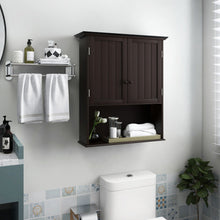 Load image into Gallery viewer, 2-Door Wall Mount Bathroom Storage Cabinet with Open Shelf-Espresso
