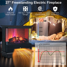 Load image into Gallery viewer, 27 Inch Freestanding Electric Fireplace with 3-Level Vivid Flame Thermostat-Black