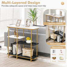 Load image into Gallery viewer, Faux Marble Entrance Console Table with Shelves-White