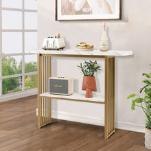 Load image into Gallery viewer, 48 Inch 2-Tier Faux Marble Entryway Hallway Console Table with Anti-Toppling Kit-White