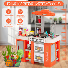 Load image into Gallery viewer, 67 Pieces Play Kitchen Set for Kids with Food and Realistic Lights and Sounds-Orange