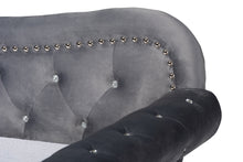Load image into Gallery viewer, Baxton Studio Abbie Traditional and Transitional Grey Velvet Fabric Upholstered and Crystal Tufted Twin Size Daybed with Trundle