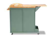 Load image into Gallery viewer, Baxton Studio Dorthy Coastal and Farmhouse Two-tone Dark Green and Natural Wood Kitchen Storage Cart