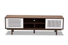 Load image into Gallery viewer, Baxton Studio Meike Mid-Century Modern Two-Tone Walnut Brown and White Finished Wood TV Stand
