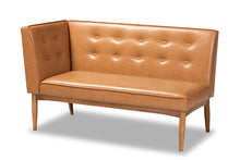 Load image into Gallery viewer, Baxton Studio Arvid Mid-Century Modern Tan Faux Leather Upholstered and Walnut Brown Finished 2-Piece Wood Dining Nook Banquette Set
