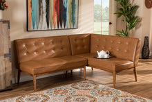 Load image into Gallery viewer, Baxton Studio Arvid Mid-Century Modern Tan Faux Leather Upholstered and Walnut Brown Finished 2-Piece Wood Dining Nook Banquette Set