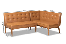 Load image into Gallery viewer, Baxton Studio Arvid Mid-Century Modern Tan Faux Leather Upholstered and Walnut Brown Finished 2-Piece Wood Dining Nook Banquette Set