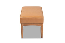 Load image into Gallery viewer, Baxton Studio Arvid Mid-Century Modern Tan Faux Leather Upholstered and Walnut Brown Finished Wood Dining Bench
