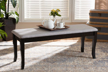 Load image into Gallery viewer, Baxton Studio Cornelie Modern and Contemporary Transitional Grey Fabric Upholstered and Dark Brown Finished Wood Dining Bench