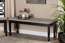 Load image into Gallery viewer, Baxton Studio Corey Modern and Contemporary Grey Fabric Upholstered and Dark Brown Finished Wood Dining Bench