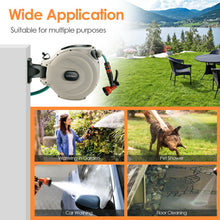 Load image into Gallery viewer, Wall Mounted Retractable Garden Hose Reel with Hose Nozzle