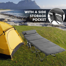 Load image into Gallery viewer, Folding Retractable Travel Camping Cot with Mattress and Carry Bag-Gray